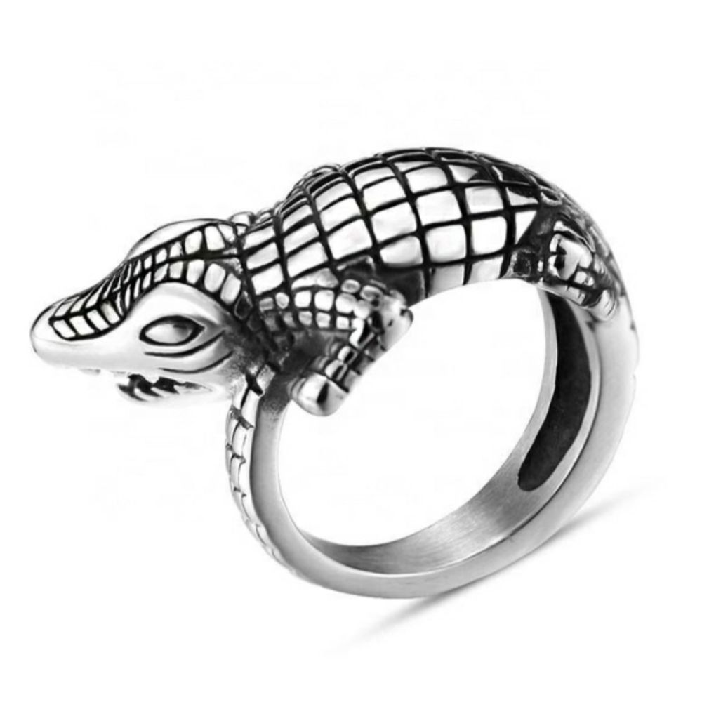 Crocodile Ring Unisex 925 SS - Size 7